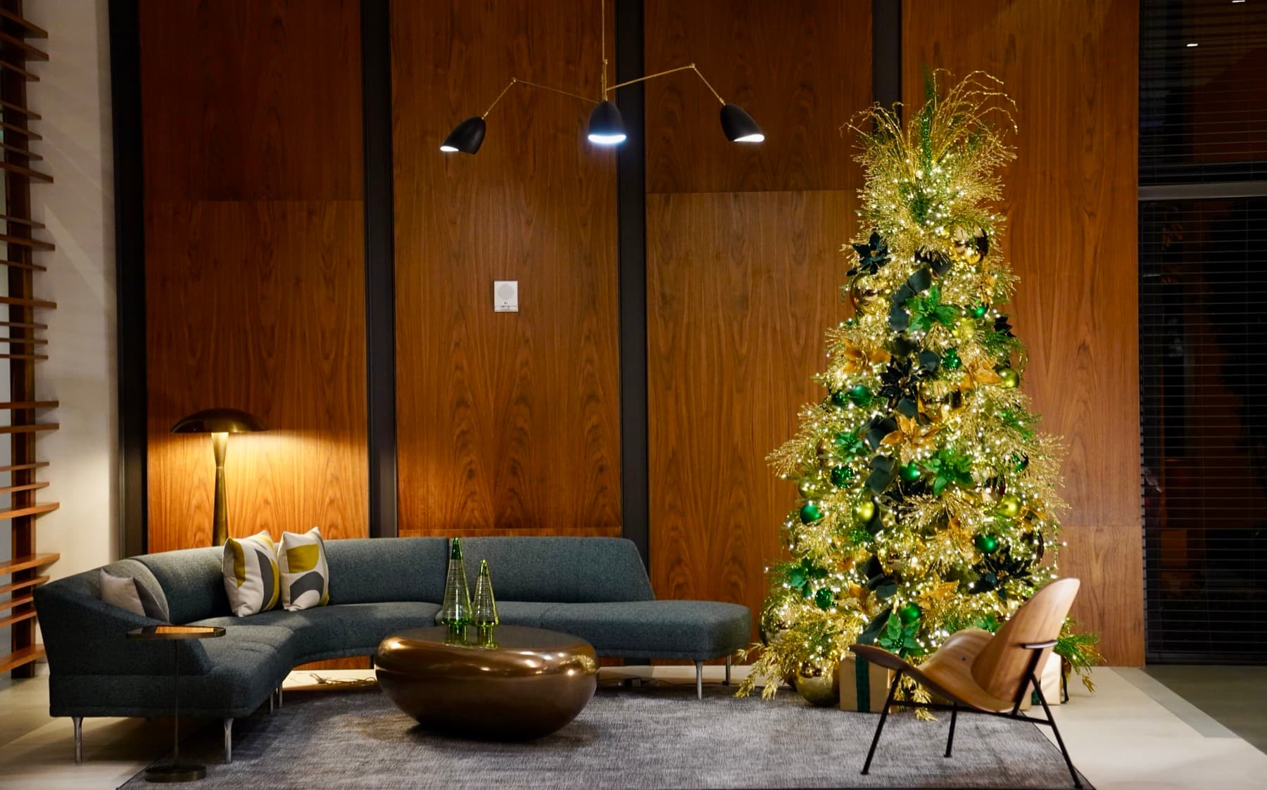 A commission by Johan Nova in a wood-paneled living room